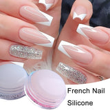 Yeknu French Manicure Nail Silicone Stamp White Pink Jelly Soft Head Gel Polishing Template Decor DIY Stencil Painting Tools NL1947