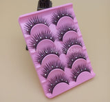 Yeknu 5 Pairs False Eyelashes Acrylic Crystal Art Natural Length Long Fake Eye Lashes Thick False Eyelashes Beauty Makeup Tips