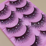 Yeknu 5 Pairs False Eyelashes Acrylic Crystal Art Natural Length Long Fake Eye Lashes Thick False Eyelashes Beauty Makeup Tips