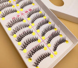 Yeknu Stems Fake Eyelashes Naturally 1 Box 10 Pairs Nude Makeup Natural Cross False Eyelashes Natural False Eyelashes Tool Makeup