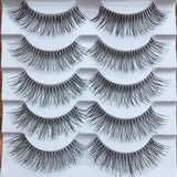 Yeknu 5 pairs Hand-made Transparent Stem False Eyelashes Soft Cross Natural Long Eye Lashes Daily Makeup Tools Art Thick Fake Eyelashe