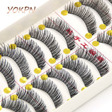 Yeknu Hot! Handmade Natural False Eyelashes Cotton Thick Eyelashes Terrier E-5 Natural Bare Makeup  Cross Thick False Eyelashes
