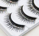 Yeknu Natural False Eyelashes Bare Silver Sequins Glitter Makeup False Eyelashes Stage Makeup Bridal Makeup Thick False Eyelashe