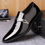 Yeknu Men Dress Italian Leather Shoes Slip On Fashion Men Leather Moccasin Glitter Formal Male Shoes Pointed Toe Shoes For Men