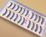 Yeknu Stems Fake Eyelashes Naturally 1 Box 10 Pairs Nude Makeup Natural Cross False Eyelashes Natural False Eyelashes Tool Makeup