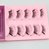 Yeknu 5 Pairs Half False Eyelashes Natural Crisscross Messy Fake Eyelashes Handmade Cotton Thread Stems Stage Makeup Lashes