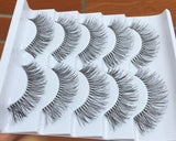Yeknu 5 pairs Hand-made Transparent Stem False Eyelashes Soft Cross Natural Long Eye Lashes Daily Makeup Tools Art Thick Fake Eyelashe