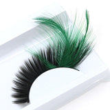 Yeknu Green Crisscross Black False Eyelashes Feather Exaggerated Messy Winged Fake Eyelashes Latin Made Makeup Eye Lashes