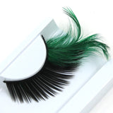 Yeknu Green Crisscross Black False Eyelashes Feather Exaggerated Messy Winged Fake Eyelashes Latin Made Makeup Eye Lashes