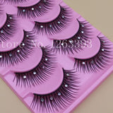Yeknu 5 Pairs False Eyelashes Acrylic Crystal Art Natural Length Long Fake Eye Lashes Thick False Eyelashes Beauty Makeup Tips