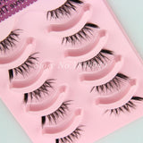 Yeknu 5 Pairs Half False Eyelashes Natural Crisscross Messy Fake Eyelashes Handmade Cotton Thread Stems Stage Makeup Lashes