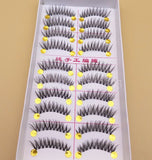 Yeknu Stems Fake Eyelashes Naturally 1 Box 10 Pairs Nude Makeup Natural Cross False Eyelashes Natural False Eyelashes Tool Makeup