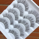 Yeknu 5 pairs Hand-made Transparent Stem False Eyelashes Soft Cross Natural Long Eye Lashes Daily Makeup Tools Art Thick Fake Eyelashe