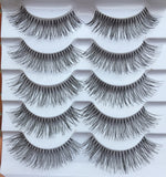 Yeknu 5 pairs Hand-made Transparent Stem False Eyelashes Soft Cross Natural Long Eye Lashes Daily Makeup Tools Art Thick Fake Eyelashe