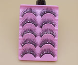 Yeknu 5 Pairs False Eyelashes Acrylic Crystal Art Natural Length Long Fake Eye Lashes Thick False Eyelashes Beauty Makeup Tips