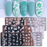 Yeknu 1pcs Nails Art Stamp Plates Leaf Flower Animals Stainless Steel Stencils Nail Printing Image Manicure Stamping Tools NLSTZN01-12