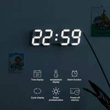 Yeknu 3D LED Digital Alarm Three-dimensional Wall Clock Hanging Watch Snooze Table Calendar Thermometer Electronic Clock Furnishings