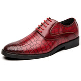 Yeknu Luxury Design Men Leather Crocodile Pattern Oxford Lace up Split Toe Office Wedding Formal Shoes Patchwork Shoes