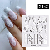 Yeknu Harunouta  1Pc Spring Water Nail Decal And Sticker Flower Leaf Tree Green Simple Summer Slider For Manicuring Nail Art Watermark