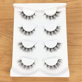 Yeknu New Handmade 4 Pairs Eyelashes Lengthen Natural False Eyelashes 3D Realistic Thick Model Nude Makeup Women Big Eye Lashes