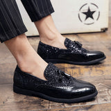 Yeknu Holfredterse New Men Dress Shoes Leather Luxury Fashion Groom Wedding Italian Style Oxford Brogue Fringed Shoes Plus Big Size 48