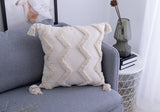 Yeknu Tassels Cushion Cover 45x 45cm/30x50cm Beige Pillow Cover  Handmade Square Home Decoration for living Room Bed Room Zip Open