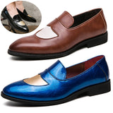 Yeknu Plus Size 39-48 Mens Slip on Wedding Shoes Microfiber Leather Formal Business Pointed Toe Dress Oxford Flats Shoes