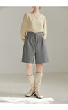 Yeknu Spring New Solid Office Lady Casual Women Pants Grey Straight Loose Knee Length Women Pants