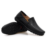 Yeknu Slip On Men Genuine Leather Shoes Breathable Men Fashion Shoes Slip On Casual Shoes Big Size