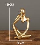 Yeknu Figurines for Indoor Decoration Home Accessories Nordic Living Room Decor Resin Embellishments Humanoid Gold Abstract Statue