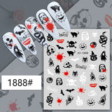 Yeknu 3D Halloween Nail Stickers Mouth Evil Eye Blood Slider Horror Skull Scream Face Self-Adhesive Decal Accessories Manicure TRF790