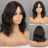 Yeknu Short Brown Ombre Beige Wavy Hair For Women Synthetic Heat Resistant Wig Suitable For Cosplay Wig
