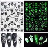 Yeknu 3D Halloween Nail Stickers Mouth Evil Eye Blood Slider Horror Skull Scream Face Self-Adhesive Decal Accessories Manicure TRF790