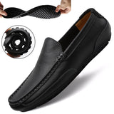 Yeknu Leather Men Shoes Luxury Trendy Casual Slip on Formal Loafers Men Moccasins Italian Black Male Driving Shoes Sneakers