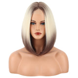 Yeknu Synthetic Short Black Bob Wigs For Black Women Ginger Orange Cosplay Wigs Straight Wig Daily Use