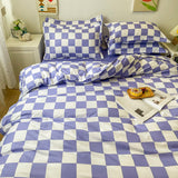 Yeknu Checkerboard Bedding Set Hot Sale Single Queen Size Flat Sheet Quilt Duvet Cover Pillowcase Polyester Bed Linens Home Textile
