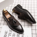 Yeknu Fashion Business Dress Men's Shoes Classic Leather Men Suits Shoes Slip-On Oxfords Shoes Party tassel designer shoes