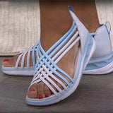 Yeknu Women Sandals Summer Sandals Casual Wedges Shoes For Women Soft Heels Chaussure Femme Mix Color Heel Shoes Summer Footwear