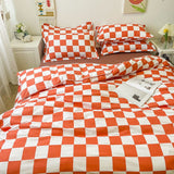 Yeknu Checkerboard Bedding Set Hot Sale Single Queen Size Flat Sheet Quilt Duvet Cover Pillowcase Polyester Bed Linens Home Textile