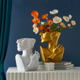 Yeknu Portrait Vase Statue Abstract Figure Flower Pots Decorative Tabletop Vase Garden Modern Home Resin Decora Art Nordic Home Decor