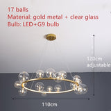 Yeknu Modern LED Ceiliing Chandeliers Living Dinging Room Ring Chandelier Nordic Clear Glass Bubble Ball Parlor Bedroom Hanghing Light