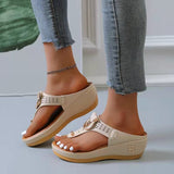 Yeknu Women New Summer Sandals Open Toe Beach Shoes Flip Flops Wedges Comfortable Slippers Cute Sandals Plu Size 35~43 Chaussure Femme