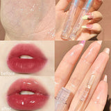 Yeknu Mirror Water Lip Gloss Water Glossy Lip Glaze Transparent Lip Oil Lasting Liquid Lipstick Clear Glitter Primer Hydrating Plump