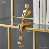 Yeknu Figurines for Indoor Decoration Home Accessories Nordic Living Room Decor Resin Embellishments Humanoid Gold Abstract Statue