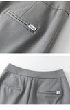 Yeknu Spring New Solid Office Lady Casual Women Pants Grey Straight Loose Knee Length Women Pants