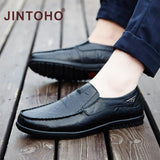 Yeknu Leather Men Shoe Casual Luxury Brand Summer Mens Loafers Genuine Leather Moccasins Hollow Out Breathable Slip on Shoes For Men