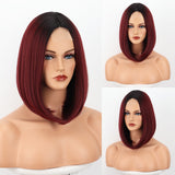 Yeknu Short Golden Straight Bob Wigs Natural Synthetic Hair for Women Daily Cosplay Heat Resistant Fiber Wigs
