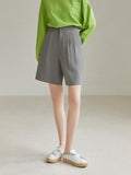 Yeknu Spring New Solid Office Lady Casual Women Pants Grey Straight Loose Knee Length Women Pants