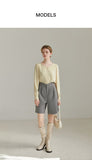 Yeknu Spring New Solid Office Lady Casual Women Pants Grey Straight Loose Knee Length Women Pants