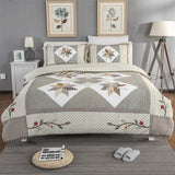 Yeknu Single Double Bed Cotton Embroidered Patchwork 3 Piece Quilted Quilt Light Quilt Pillow Cover lençol de cama casal أسرّة